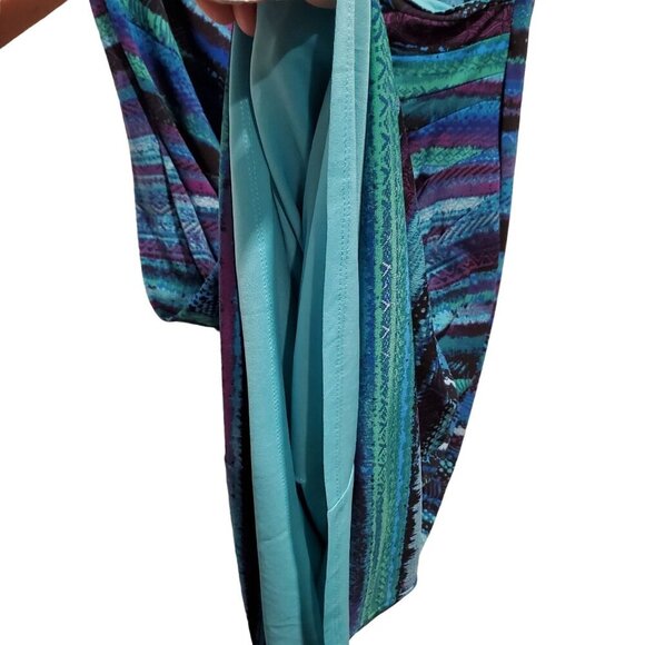 Black Label by Evan Picone Stretch Tummy Rouching Faux Wrap Dress Women's 6 - Picture 7 of 7